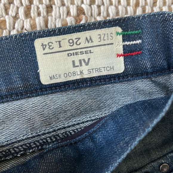 Diesel Liv Stretch 26x34 Womens Distressed Blue Jean Stud Pockets - Picture 3 of 9